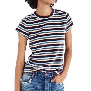 Madewell Striped Velour Shirt SZ S / Retro Striped T-shirt
